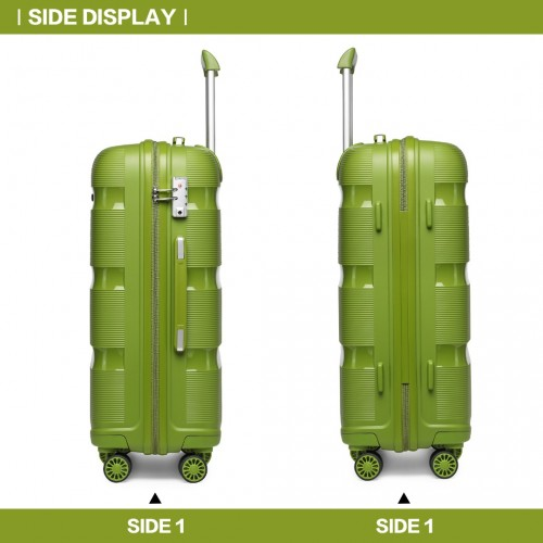 K2092L - Kono 28 Inch Bright Hard Shell PP Suitcase - Classic Collection - Green