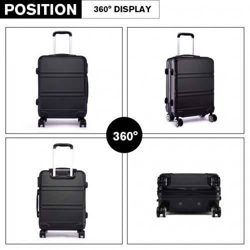 Kono ABS Sculpted Horizontal Design 20 Inch Cabin Luggage - Black