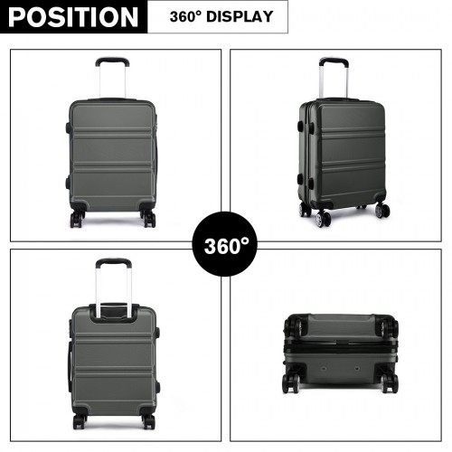 K1871-1L - Kono ABS Sculpted Horizontal Design 20 Inch Cabin Luggage - Grey