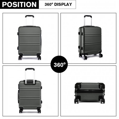 K1871-1L - Kono ABS Sculpted Horizontal Design 20 Inch Cabin Luggage - Grey