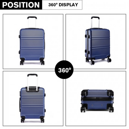 K1871-1L - Kono ABS Sculpted Horizontal Design 20 Inch Cabin Luggage - Navy Blue