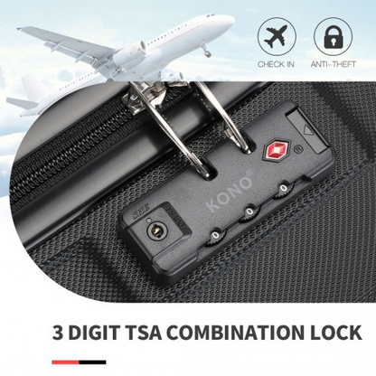 Kono ABS 24 Inch Sculpted Horizontal Design Suitcase - Black