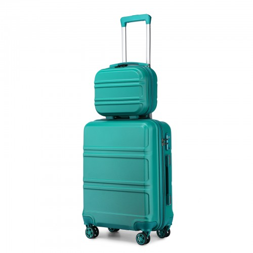 Kono ABS 4 Wheel Suitcase Set with Vanity Case - Teal