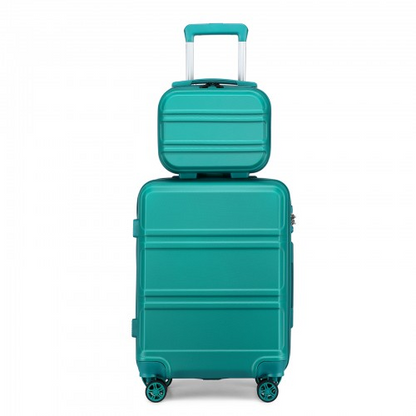Kono ABS 4 Wheel Suitcase Set with Vanity Case - Teal