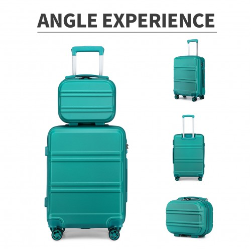 Kono ABS 4 Wheel Suitcase Set with Vanity Case - Teal
