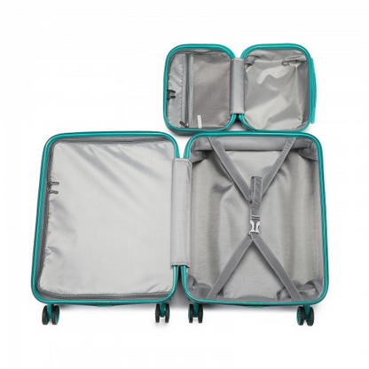 Kono ABS 4 Wheel Suitcase Set with Vanity Case - Teal