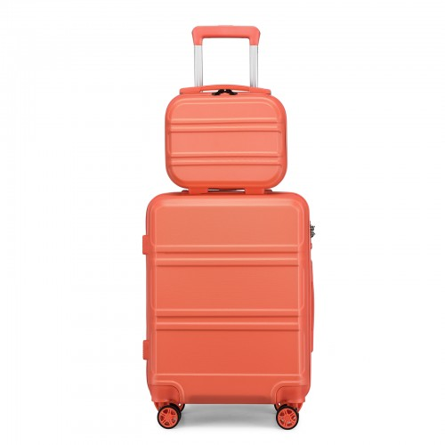 Kono ABS 4 Wheel Suitcase Set with Vanity Case - Coral | Durable & Stylish Travel Luggage