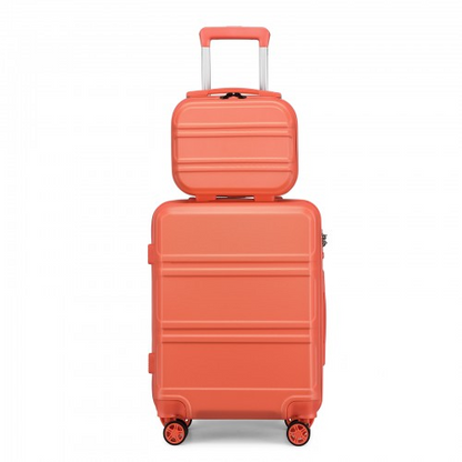 Kono ABS 4 Wheel Suitcase Set with Vanity Case - Coral | Durable & Stylish Travel Luggage