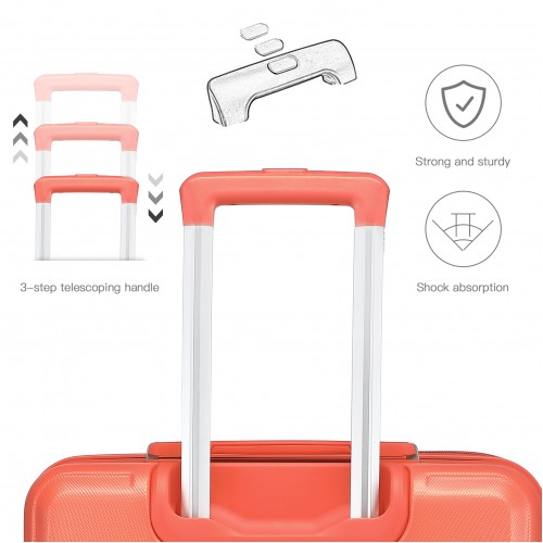 Kono ABS 4 Wheel Suitcase Set with Vanity Case - Coral | Durable & Stylish Travel Luggage