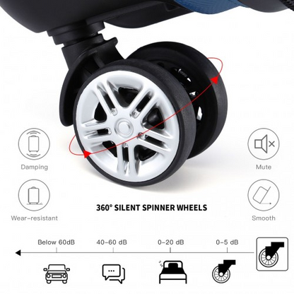 Kono 24 Inch Sculpted Horizontal Design Suitcase - Navy Blue | Durable ABS Material | TSA Lock