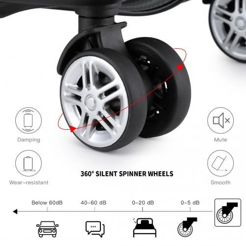 K1871-1L - Kono ABS Sculpted Horizontal Design 20 Inch Cabin Luggage - Grey