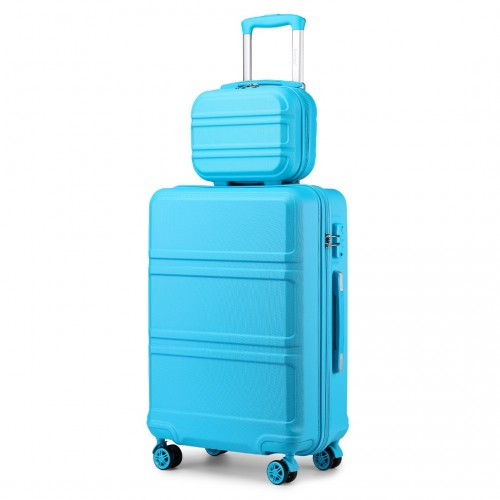 Kono ABS 4 Wheel Suitcase Set with Vanity Case - Blue - Durable Travel Luggage