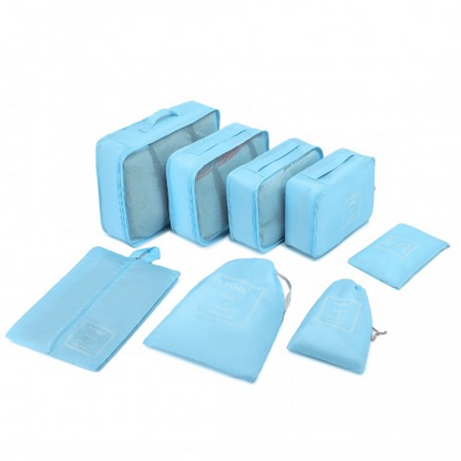 Kono 20 Inch ABS Cabin Size Suitcase with Travel Luggage Organiser Bag Set - Blue