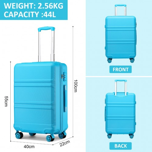 Kono 20 Inch ABS Cabin Size Suitcase with Travel Luggage Organiser Bag Set - Blue