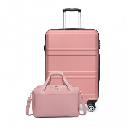 Kono ABS 28 Inch Sculpted Horizontal Design 2 Piece Suitcase Set With Cabin Bag - Nude