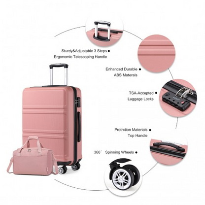 Kono ABS 28 Inch Sculpted Horizontal Design 2 Piece Suitcase Set With Cabin Bag - Nude