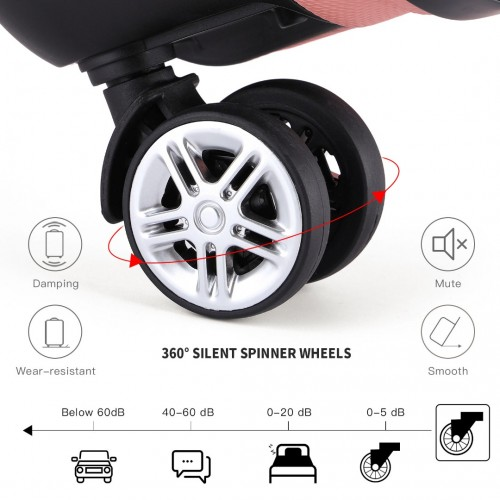 Kono ABS 28 Inch Sculpted Horizontal Design 2 Piece Suitcase Set With Cabin Bag - Nude