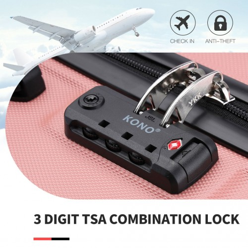 Kono ABS 28 Inch Sculpted Horizontal Design 2 Piece Suitcase Set With Cabin Bag - Nude