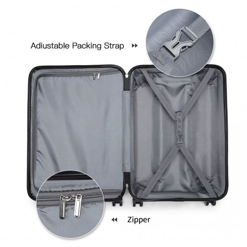 Kono ABS 28 Inch Sculpted Horizontal Design 2 Piece Suitcase Set With Cabin Bag - Nude