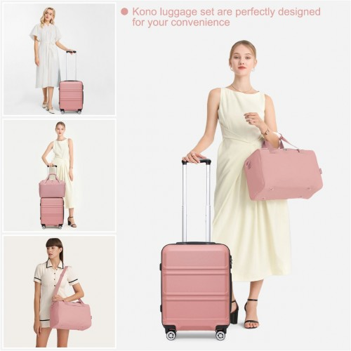 Kono ABS 28 Inch Sculpted Horizontal Design 2 Piece Suitcase Set With Cabin Bag - Nude