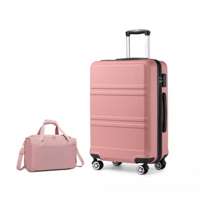 Kono ABS 28 Inch Sculpted Horizontal Design 2 Piece Suitcase Set With Cabin Bag - Nude