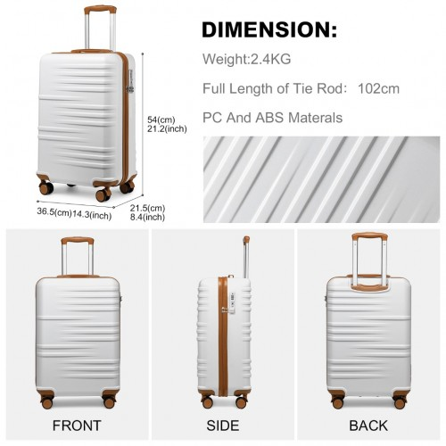 British Traveller 20 Inch Polycarbonate & ABS Cabin Size Suitcase 3 Piece Travel Set - Beige & Brown