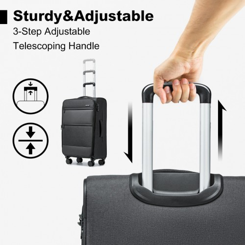 British Traveller 24 Inch Lightweight Expandable Suitcase with TSA Lock - Black