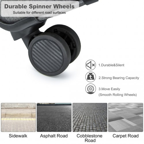 British Traveller 20 Inch Lightweight Cabin Carry-On Suitcase with Soft Shell and Laptop Compartment - Grey