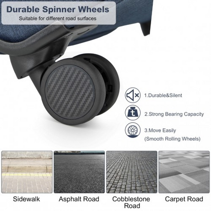 K2397L - British Traveller 24 Inch Lightweight Soft Shell Expandable Suitcase With TSA Lock - Navy