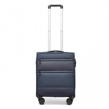 British Traveller 20 Inch Lightweight Cabin Carry-On Suitcase with Soft Shell and Laptop Compartment - Navy