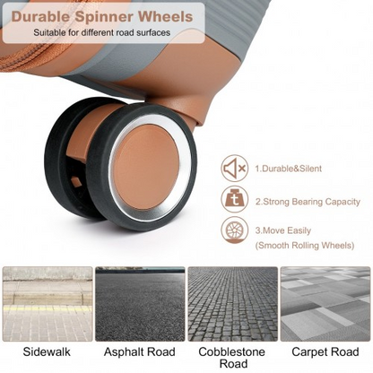 British Traveller 20 Inch Polypropylene Hard Shell Suitcase with TSA Lock – Grey and Brown