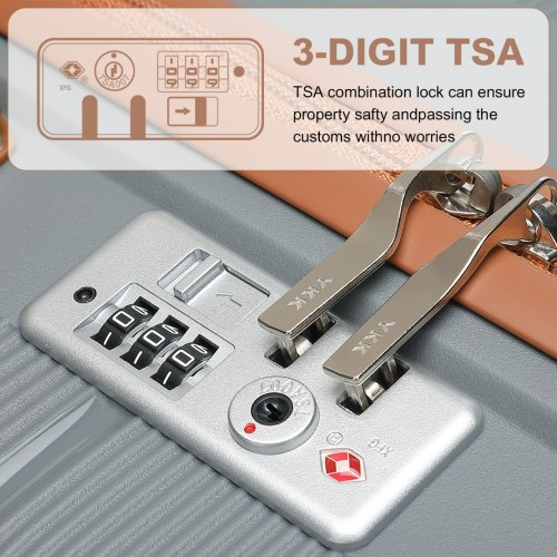 British Traveller 20 Inch Polypropylene Hard Shell Suitcase with TSA Lock – Grey and Brown