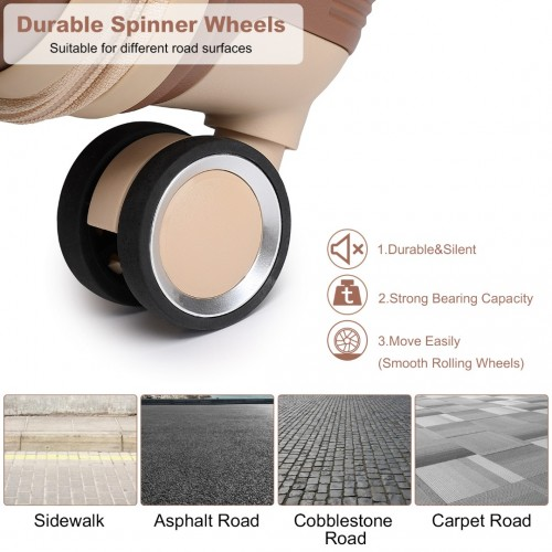 British Traveller 24 Inch Multi-Texture Polypropylene Hard Shell Suitcase with TSA Lock - Brown and Apricot