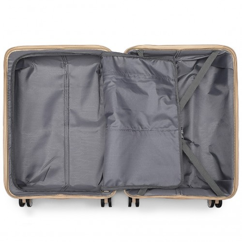 British Traveller 24 Inch Multi-Texture Polypropylene Hard Shell Suitcase with TSA Lock - Brown and Apricot