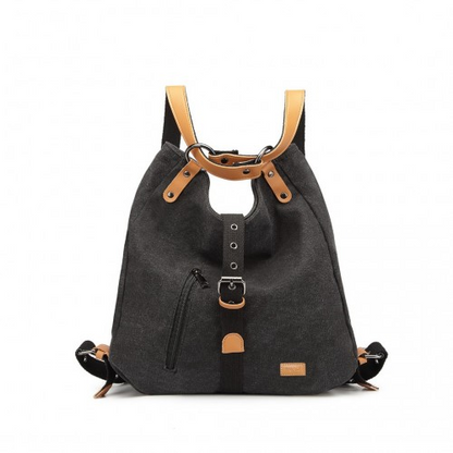 Kono Casual Canvas Dual-Use Bag - Large Capacity Shoulder Bag & Backpack, Black