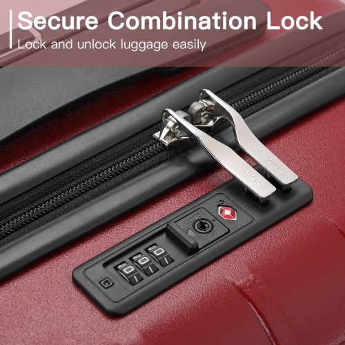 K2396L - Supercase Stylish 20 Inch Carry-On Polypropylene Hardshell Suitcase with Maze Pattern - Red