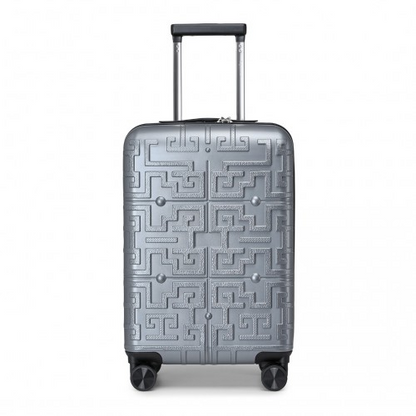 K2396L - Supercase Stylish 20 Inch Carry-On Polypropylene Hardshell Suitcase with Maze Pattern - Silver