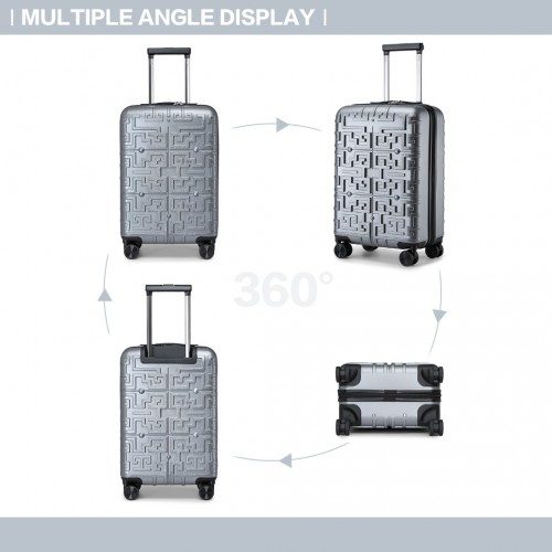 K2396L - Supercase Stylish 20 Inch Carry-On Polypropylene Hardshell Suitcase with Maze Pattern - Silver