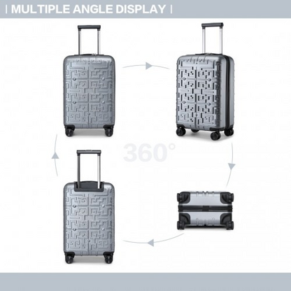 K2396L - Supercase Stylish 20 Inch Carry-On Polypropylene Hardshell Suitcase with Maze Pattern - Silver