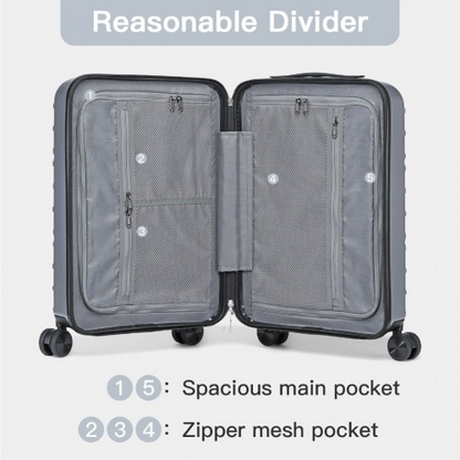 K2396L - Supercase Stylish 20 Inch Carry-On Polypropylene Hardshell Suitcase with Maze Pattern - Silver