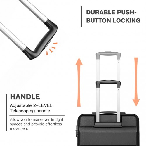 Kono 19 Inch Cabin Size Carry On Suitcase - Lightweight ABS Hardshell with TSA Lock - Black