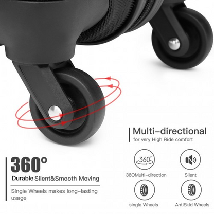 Kono 19 Inch Cabin Size Carry On Suitcase - Lightweight ABS Hardshell with TSA Lock - Black