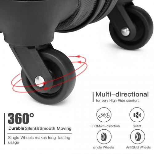 Kono 19 Inch Lightweight ABS Hardshell Carry On Suitcase with TSA Lock - Grey