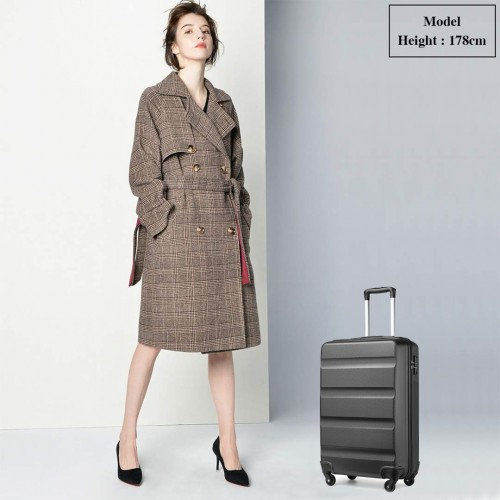 Kono 19 Inch Lightweight ABS Hardshell Carry On Suitcase with TSA Lock - Grey