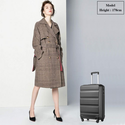 Kono 19 Inch Lightweight ABS Hardshell Carry On Suitcase with TSA Lock - Grey