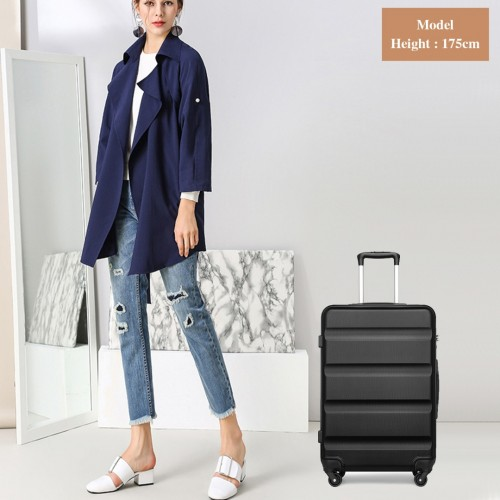 Kono 24 Inch Check-in Luggage - Sleek ABS Hardshell Suitcase with TSA Lock - Black