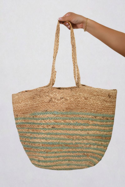 Louisa Striped Beach Braided Tote Bag – Chic & Functional Beach Accessory