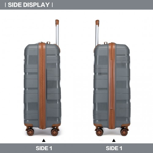 Kono 20 Inch Lightweight Polypropylene Hard Shell Suitcase With TSA Lock - Grey And Brown