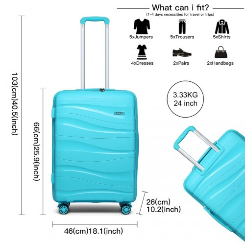 Kono 24 Inch Lightweight Hard Shell Suitcase with TSA Lock - Blue | K2094L