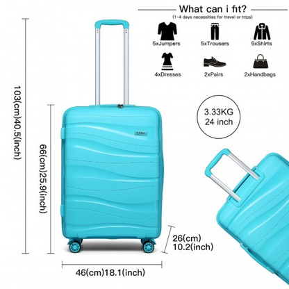 Kono 24 Inch Lightweight Hard Shell Suitcase with TSA Lock - Blue | K2094L